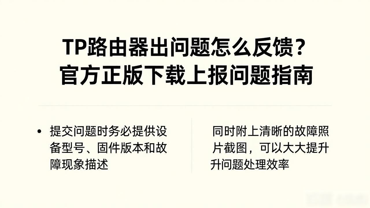 TP路由器出问题怎么反馈？官方正版下载上报问题指南